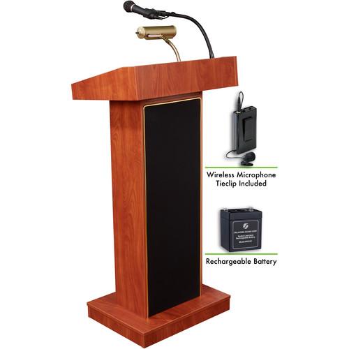 Oklahoma Sound The Orator Lectern with Rechargeable Battery & Tie Clip Wireless Lavalier Mic