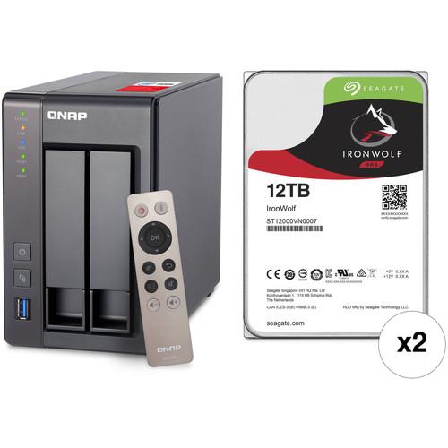 QNAP TS-251 24TB 2-Bay NAS Enclosure Kit with Seagate NAS Drives