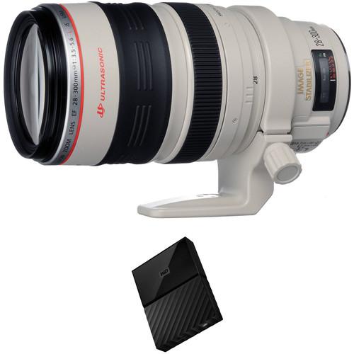 Canon EF 28-300mm f 3.5-5.6L IS USM Lens with External Hard Drive Kit