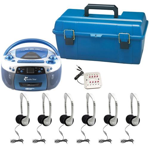 HamiltonBuhl AudioStar OPTIMA 6-Station Listening Center with USB CD Cassette Radio, CD Tape-to-MP3 Converter & 6 Personal Headphones