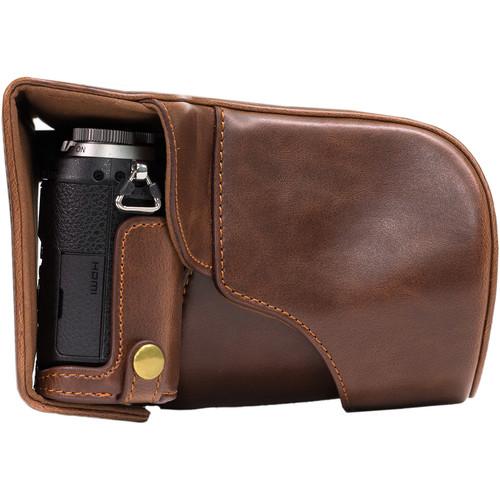 MegaGear MG997 Ever Ready Leather Case with Bottom Opening for LUMIX GX85 14-140mm