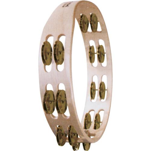 Tycoon Percussion Double Row Wooden Tambourine with Brass Jingles