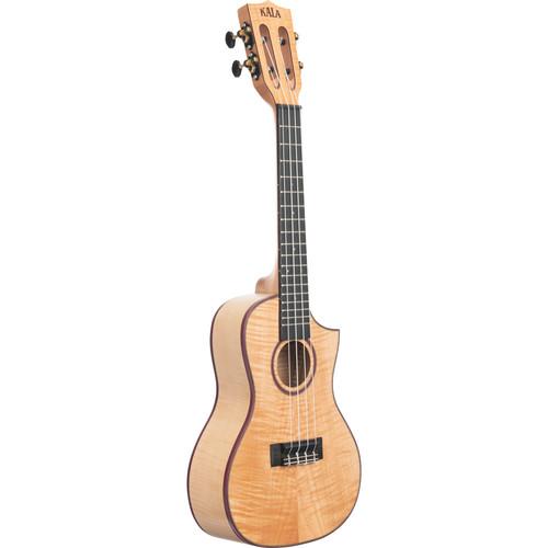 KALA Satin All Solid Flame Maple Cutaway Concert Ukulele