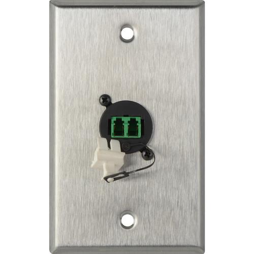 Camplex 1-Gang Stainless Steel Wall Plate with One Duplex APC LC Singlemode Fiber Optic Connector