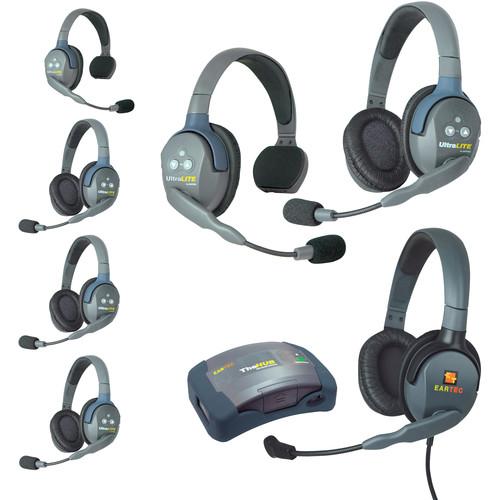 Eartec HUB724MXDAU UltraLITE 7-Person HUB Intercom System with Max 4G Double Headset