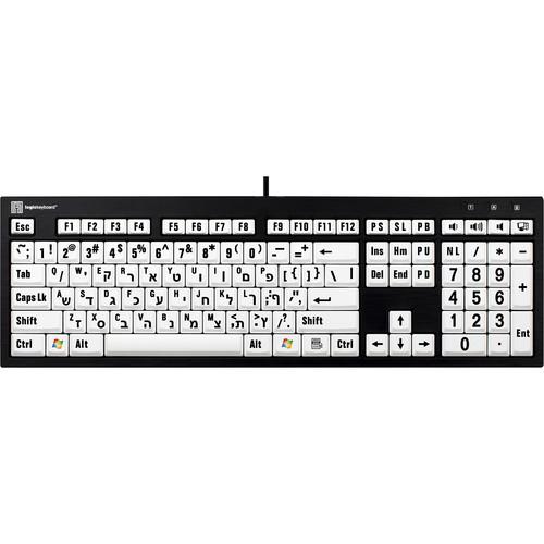 LogicKeyboard XL Print NERO PC Slimline Large Print American English and Hebrew Keyboard