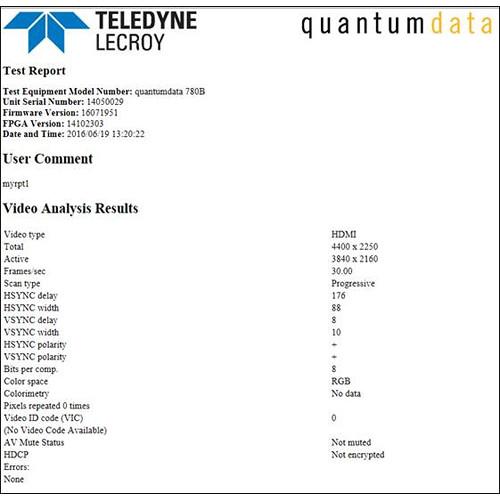 Quantumdata Test Report with Analyzed Data & Test Results Creator for 780 804 Test Report Generators
