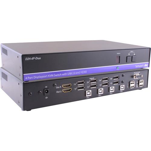 Smart-AVI 4-Port Duo DisplayPort-HDMI KVM Switch with USB 2.0 and Audio