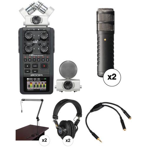 Zoom H6 Recorder Podcast Kit with Two Rode Procaster Microphones