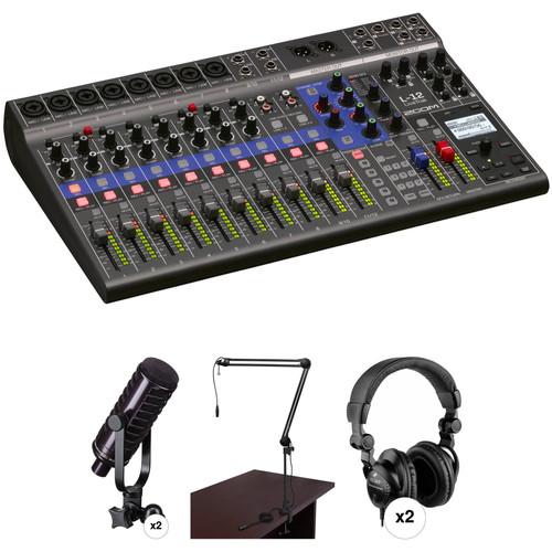 Zoom LiveTrack L-12 Mixer Recorder Podcast Kit with Two MXL BCD-1 Broadcast Mics