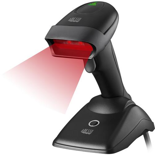 Adesso 2 4Ghz Wireless Long Range Handheld CCD Barcode Scanner with Charging Cradle