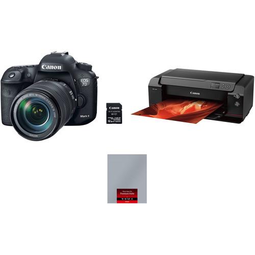 Canon EOS 7D Mark II with 18-135mm Lens and Inkjet Printer Kit