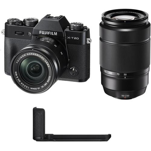 FUJIFILM X-T20 Mirrorless Digital Camera with 16-50mm and 50-230mm Lenses and Grip Kit