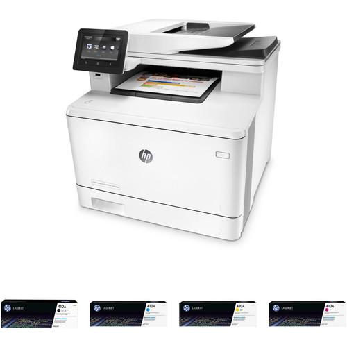 HP Color LaserJet Pro M477fdw All-in-One Printer with Extra 410A Toner Set Kit