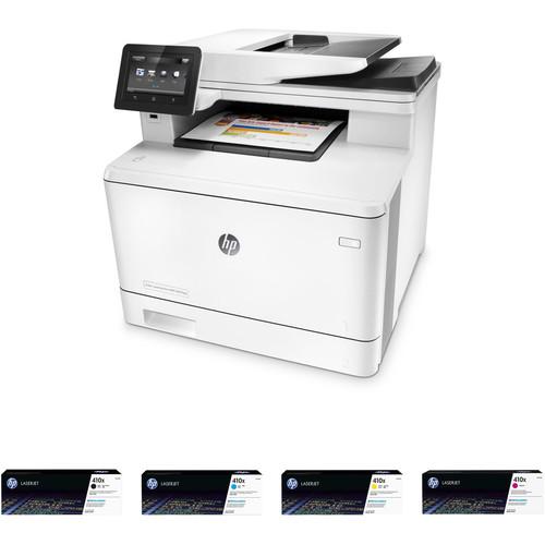 HP Color LaserJet Pro M477fdw All-in-One Printer with Extra 410X Toner Set Kit