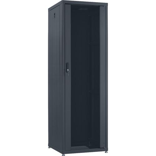 Lowell Manufacturing Rack-Designer-35U, 24"D, Glass Front Door and Rear Doors