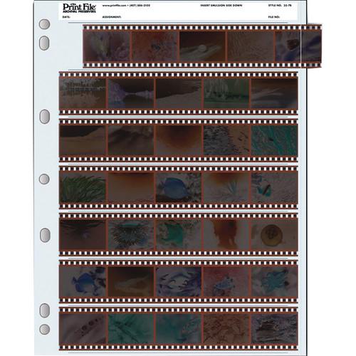 Print File Archival Storage Page for Negatives, 35mm, 7-Strips of 5-Frames - 100 Pack