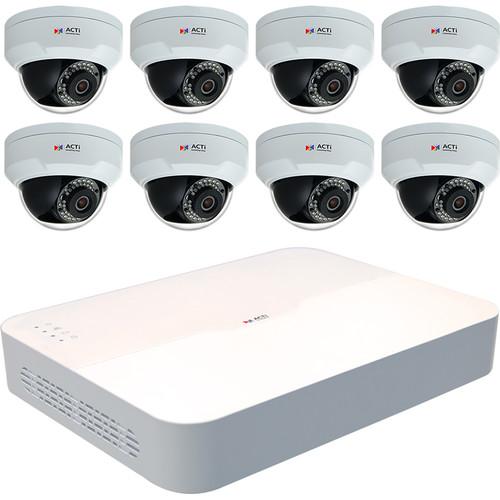 ACTi ZNR-121P 8-Channel 8MP NVR with 2TB HDD and 8 Z91 4MP Outdoor Night Vision Mini Dome Cameras Kit