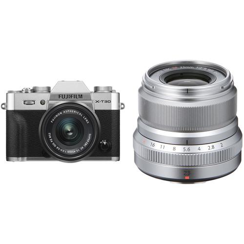 FUJIFILM X-T30 Mirrorless Digital Camera with 15-45mm and 23mm f 2 Lenses