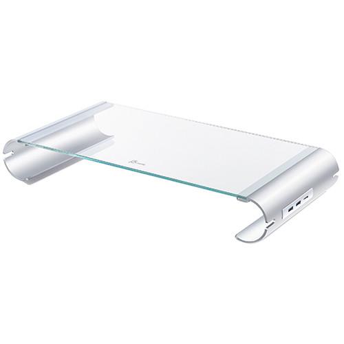 j5create Aluminum & Tempered Glass Monitor Stand with USB Hub