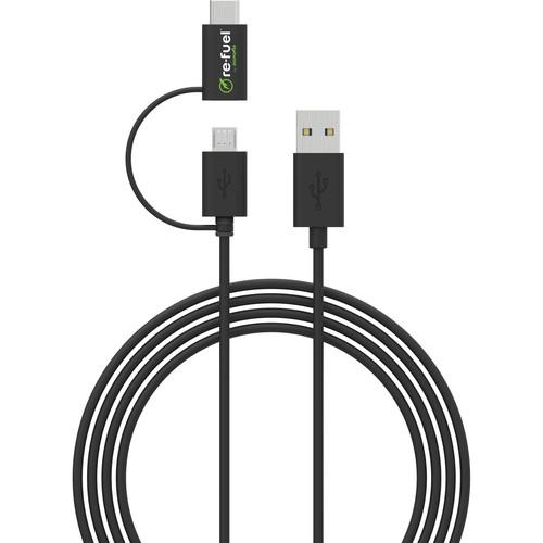 Re-Fuel USB to Micro-USB Cable with Tethered Type-C Adapter