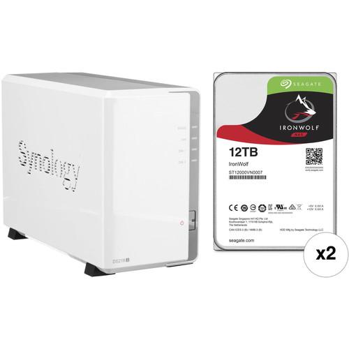 Synology DiskStation 24TB DS218j 2-Bay NAS Enclosure Kit with Seagate NAS Drives