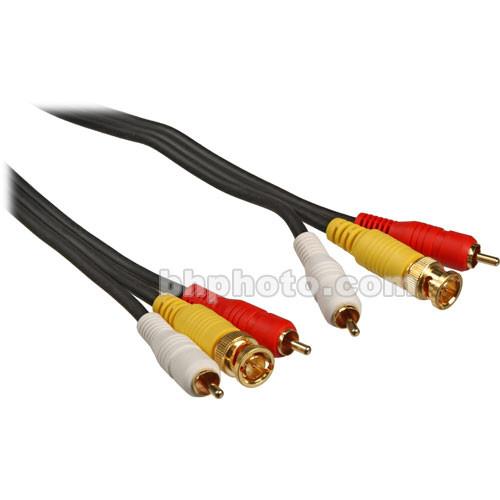 Comprehensive ST Series General Purpose 1 BNC Male and 2 RCA Male to 1 BNC Male and 2 RCA Male Cable, for BNC Video & Stereo RCA - 10