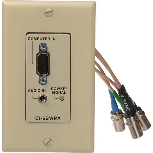 FSR CI-5BWPAIVR Wall Plate Interface and Line Driver - HD-15 to 5 BNC Interface, Stereo Mini to Balanced Stereo Audio, Ivory Color