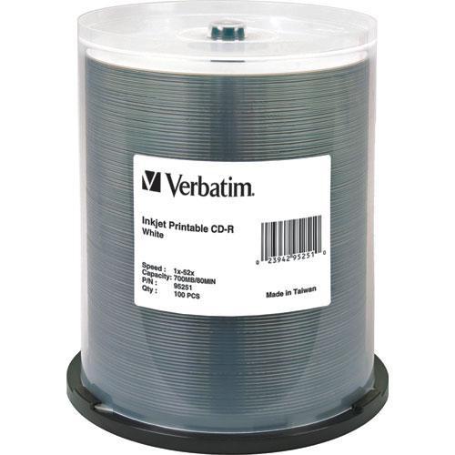Verbatim CD-R 700MB 52x Write Once White Inkjet Printable Recordable Compact Disc