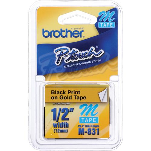Brother 0.47" Black on Gold "M" Labeling Tape
