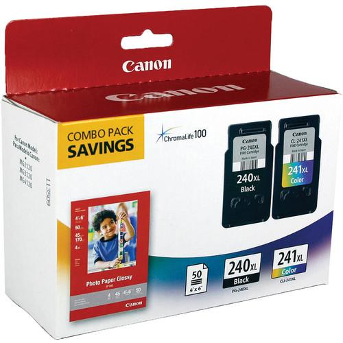 Canon PG-240XL CL-241XL Ink Cartridge Combo Pack with GP-502 Paper
