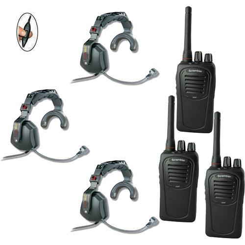 Eartec 3-User SC-1000 Two-Way Radio with Ultra Single Inline PTT Headsets