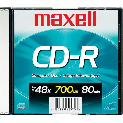 Maxell CD-R 700MB Write Once Recordable Disc with Slim Jewel Case