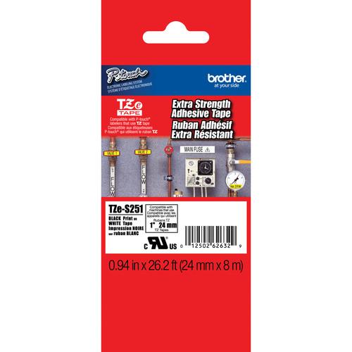 Brother TZeS251 Tape with Extra-Strength Adhesive for P-Touch Labelers