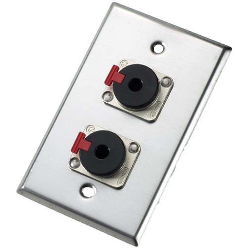Neutrik 203P Single Gang Wall Plate with Two NJ3FP6C Locking 1 4" Phone Jacks