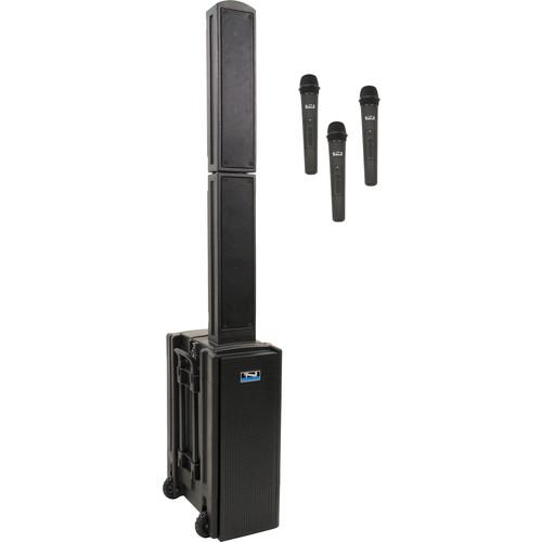 Anchor Audio BEA-TRIPLE-HHH Beacon 2 Triple Package Portable Line Array Sound System with Bluetooth, AIR Transmitter, and Three Wireless Handheld Microphone Transmitters