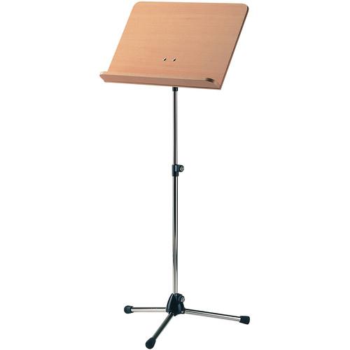 K&M Orchestra Music Stand - Chrome Stand with Beech Wooden Desk