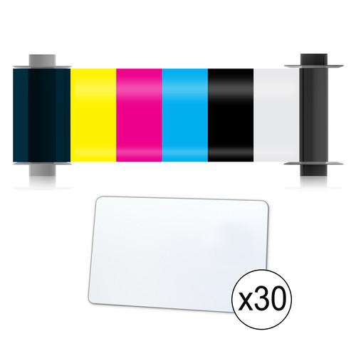 Magicard 50-Print YMCKO Ribbon & 50 CR80 30 PVC Cards