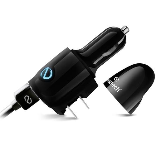 Naztech N321 All-In-One Dual USB Charger with Lighted USB Type-C Flat Cable