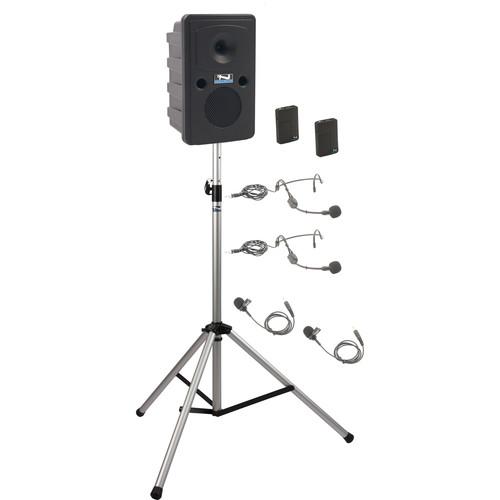 Anchor Audio GG-BP2-BB Go Getter Portable Sound System Basic Package 2 with Two Wireless Bodypack Transmitters and Speaker Stand