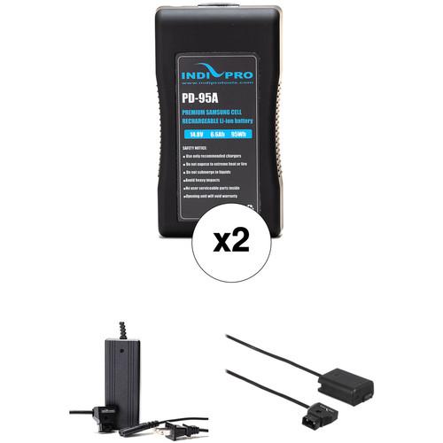 IndiPRO Tools 2 x PD-95A 95Wh Gold Mount Batteries, Charger & D-Tap to Sony a7 Series Adapter Kit