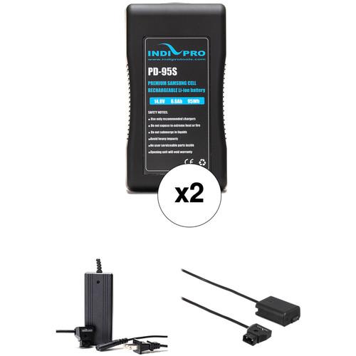 IndiPRO Tools 2 x PD-95S 95Wh V-Mount Batteries, Charger & D-Tap to Sony a7 Series Adapter Kit