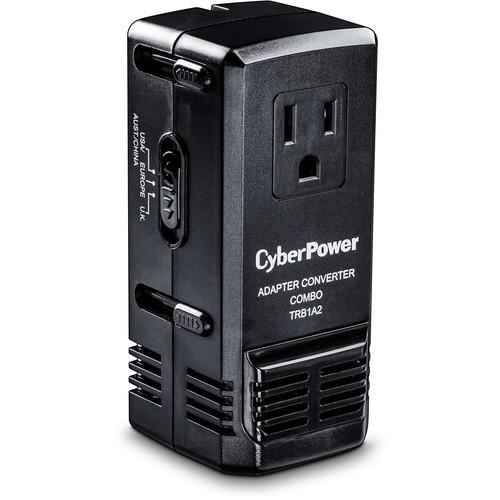 CyberPower TRB1A2 Single Outlet All-In-One Travel Converter and Adapter