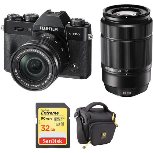 FUJIFILM X-T20 Digital Camera with 16-50mm and 50-230mm Accessories Kit