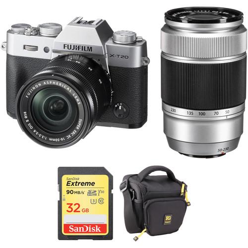 FUJIFILM X-T20 Digital Camera with 16-50mm and 50-230mm Accessories Kit