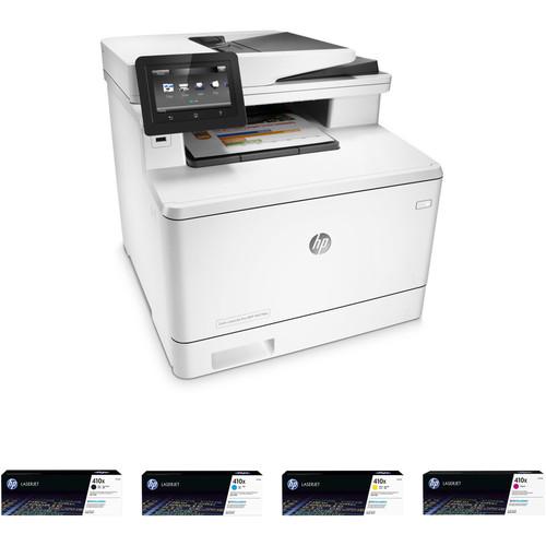 HP Color LaserJet Pro M477fdn All-in-One Printer with Extra 410X Toner Set Kit
