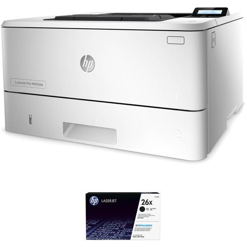 HP LaserJet Pro M402dw Monochrome Printer with Extra 26X Black Toner Kit