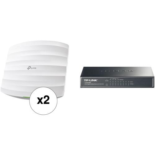TP-Link EAP225 Ceiling-Mount Access Point Kit with TL-SF1008P 8-Port Desktop Switch