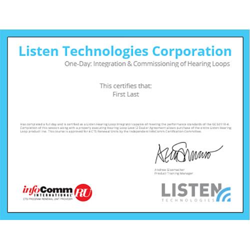Listen Technologies One-Day Individual Integration And Commissioning Training - On Site