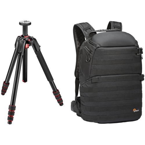 Manfrotto 190go! Aluminum Tripod and Lowepro ProTactic 450 AW Camera and Laptop Backpack Kit